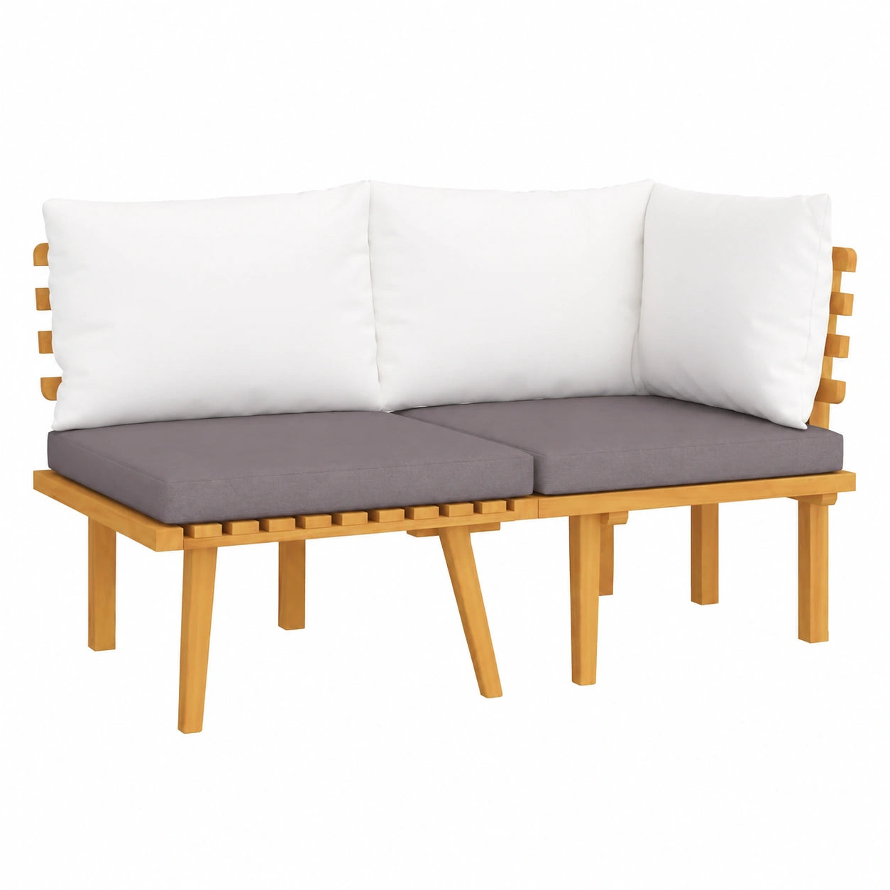 Set de Muebles de Jardín de Madera de Acacia con Cojines, 2 Piezas