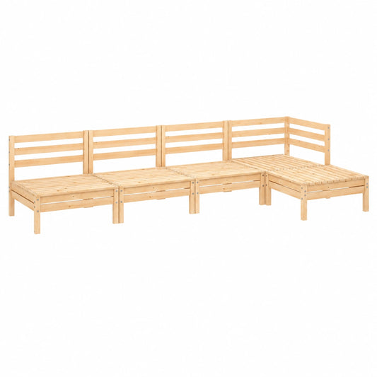 Conjunto de Muebles de Jardín 5 Piezas de Madera de Pino para Terraza