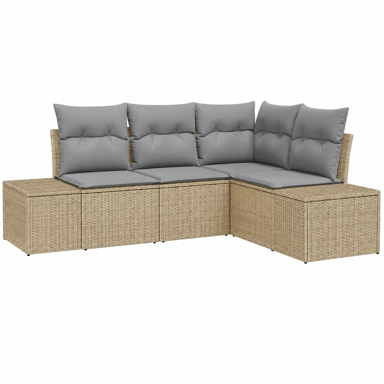 Set de Sofás de Jardín 4 Piezas Beige de Ratán Sintético, Diseño Modular y Elegante, Resistente a UV