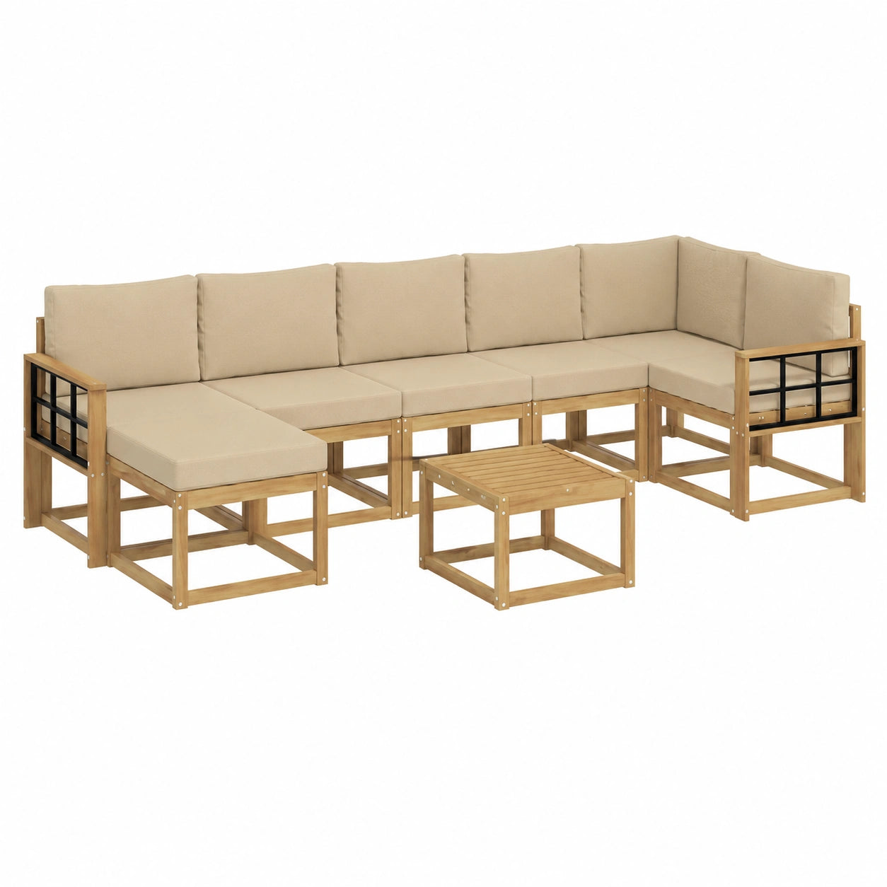 Conjunto de Sofás de Jardín de 8 Piezas con Cojines Beige