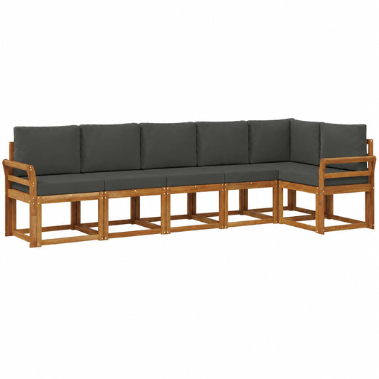 Conjunto de Sofás de Jardín 6 Piezas, Natural y Antracita, Modular y Duradero