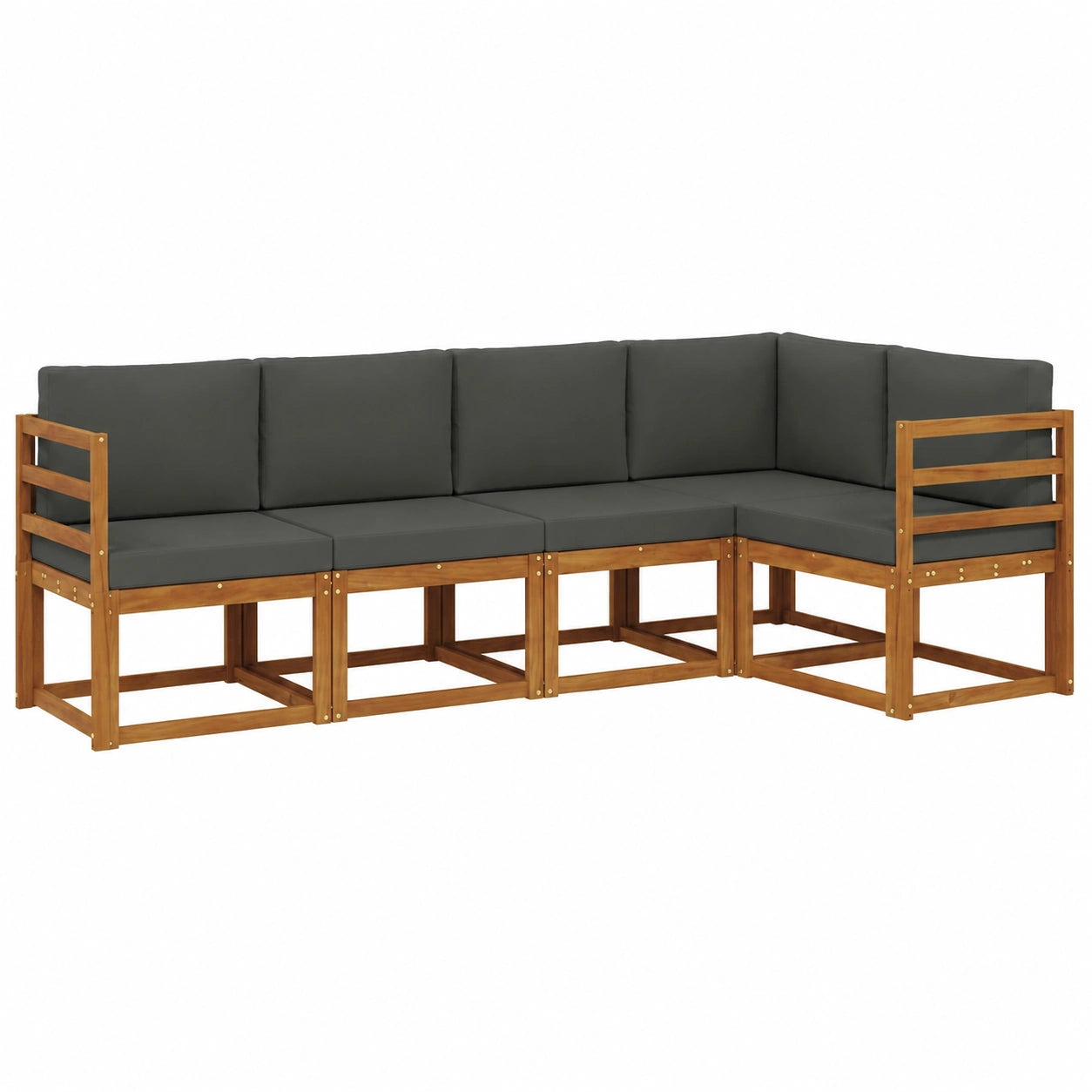 Conjunto de Sofás de Jardín 6 Piezas, Natural y Antracita, Muebles Modulares para Exterior
