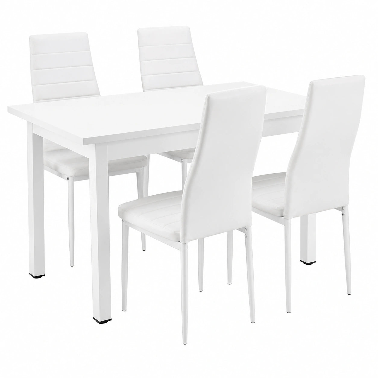 Conjunto de Comedor Moderno: Mesa Blanca y 4 Sillas Tapizadas
