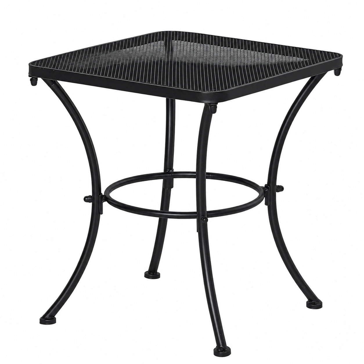 Mesa Auxiliar de Jardín con Estructura Metálica Negra para Exterior 45x45x50 cm