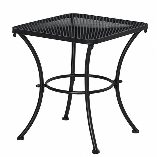 Mesa Auxiliar de Jardín con Estructura Metálica Negra para Exterior 45x45x50 cm